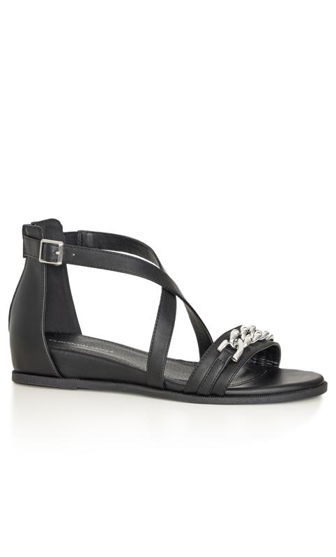 Ruby Chain Wide Fit  Black Sandal 1