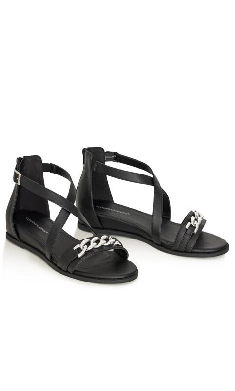 Ruby Chain Wide Fit  Black Sandal 6