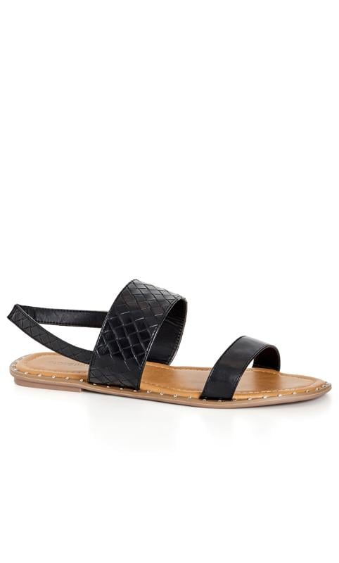 Plus Size  Avenue Black Quilted Strap Flat Sandals