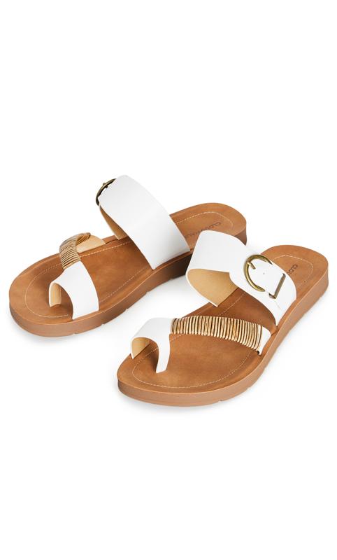 Athena White Wide Fit Strap Sandal 6