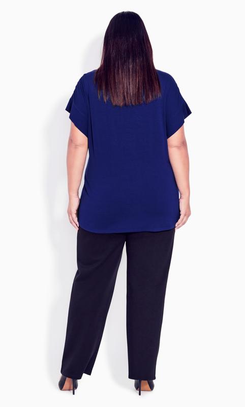 Evans Cobalt Blue Floral Sheer Shoulder T-Shirt 4