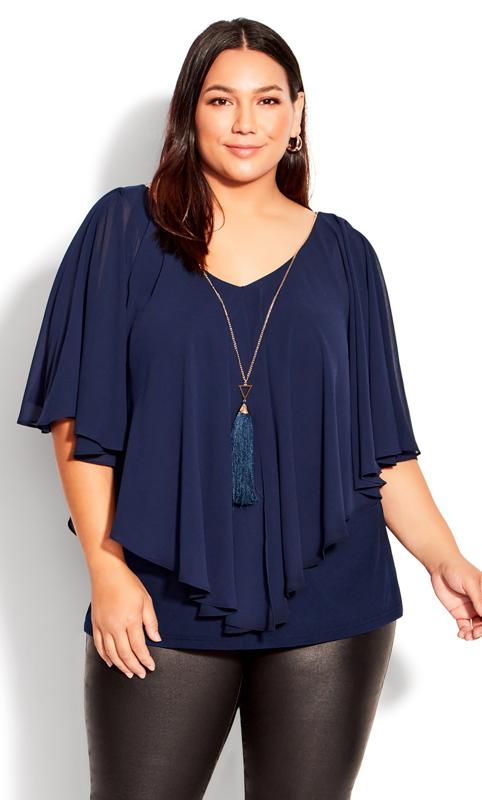 Evans Navy Oversized Frill Top 1