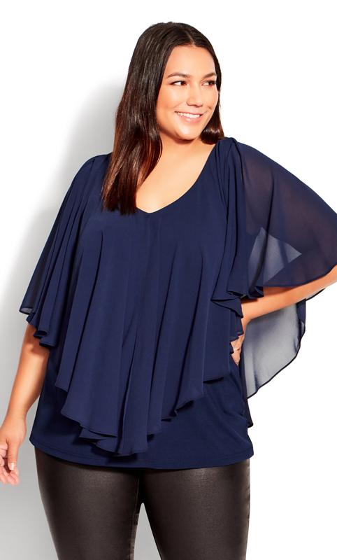 Evans Navy Oversized Frill Top 6