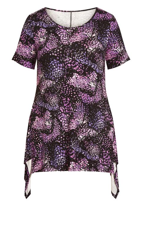 Ayla Purple Print Mesh Sleeve Tunic 4