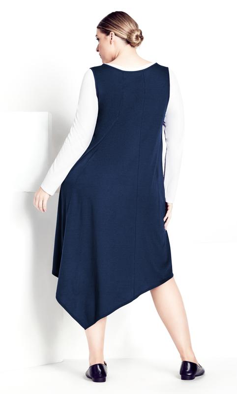 Evans Navy Plain Double Layer Dress 5