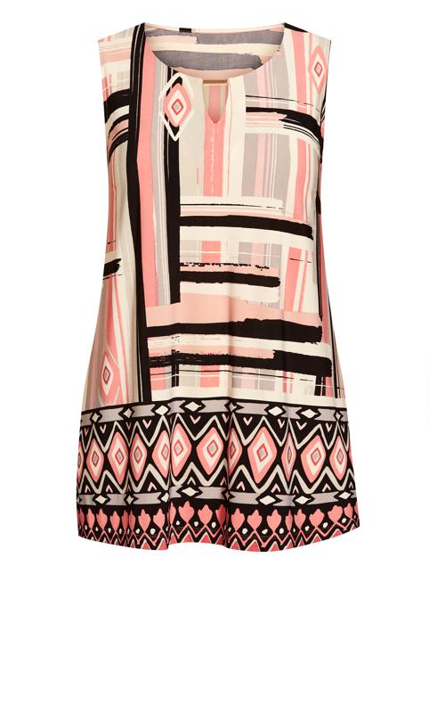 Evans Green & Pink Abstract Stripe Sleeveless Top 5