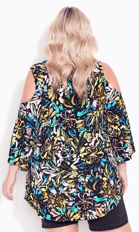 Cold Shoulder 3 Bar Multi Abstract Print Top 3