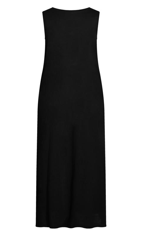 Black Slogan V-Neck Sleeveless Maxi Sleep Dress 4