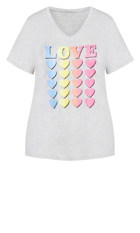 Evans Grey 'Love' Heart Print Pyjama Top 4
