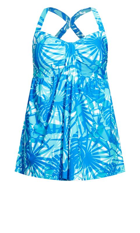 Evans Light Blue Leaf Print Swim Dress 5