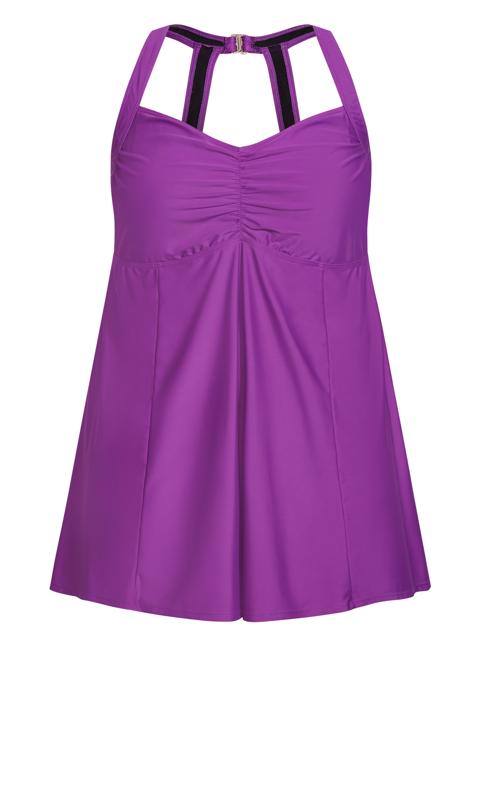 Hi Back Bright Violet Swim Dress 3