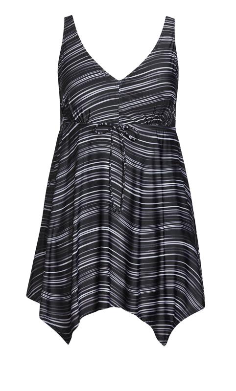 Evans Grey Stripe Print Swim Dress 3