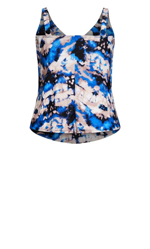Evans Blue Wave Print Tiered Tankini Top 4