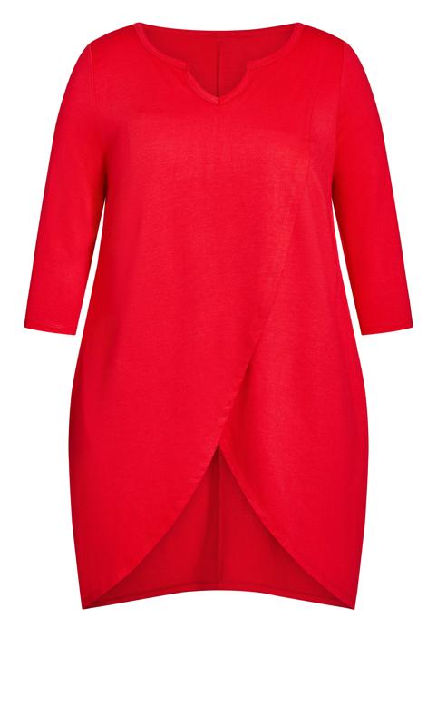 Avenue Red Dipped Hem Tunic Top 2