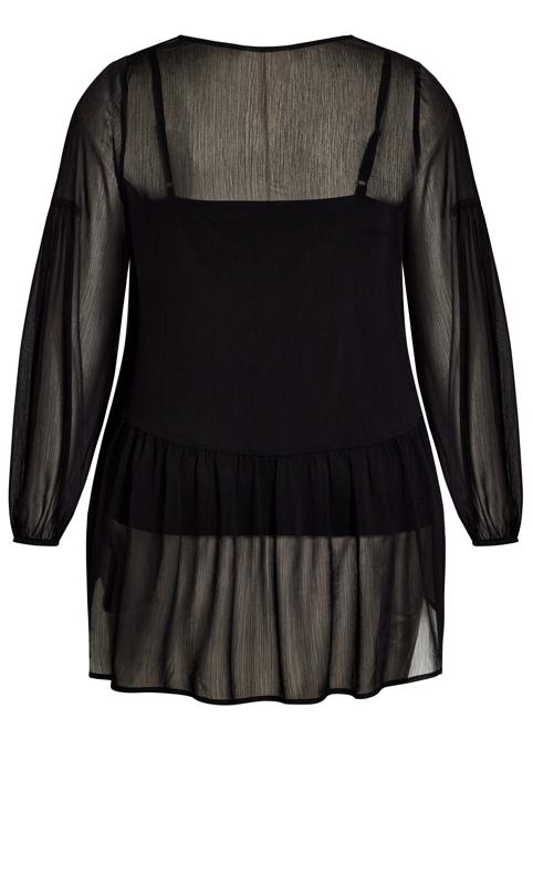 Evans Black Sheer Smock Blouse 7