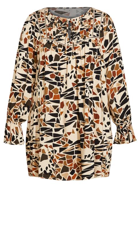 Evans Brown Abstract Print Longline Tunic Top 6