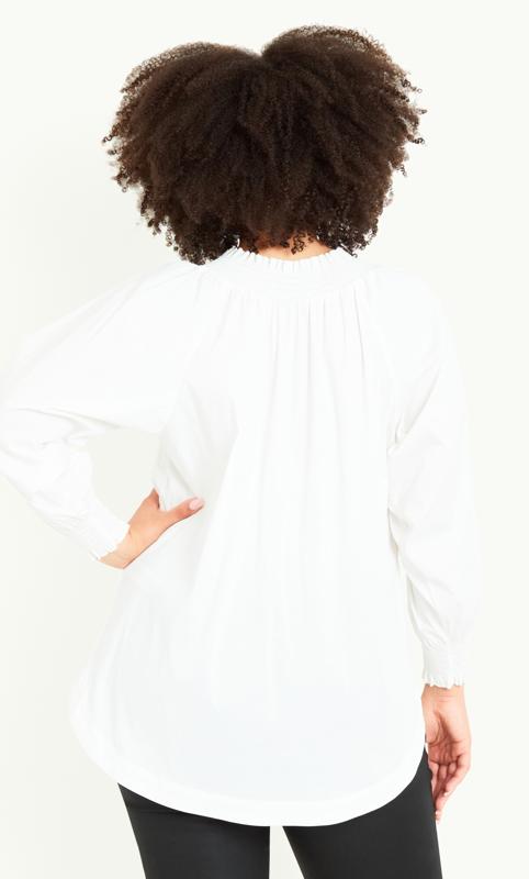 Evans White Ruched Neck Smock Tunic Top 3