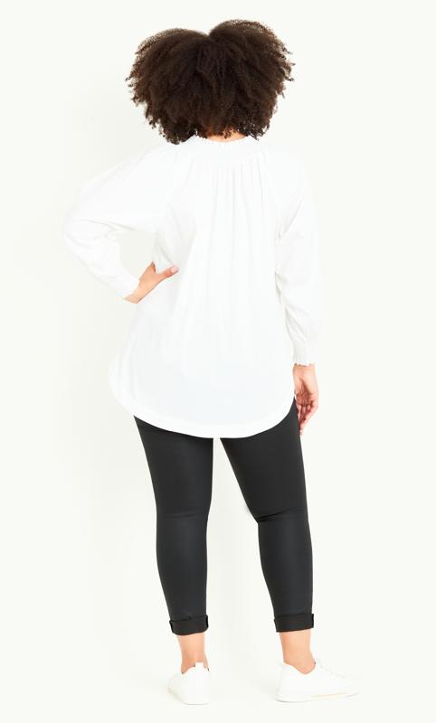 Evans White Ruched Neck Smock Tunic Top 4