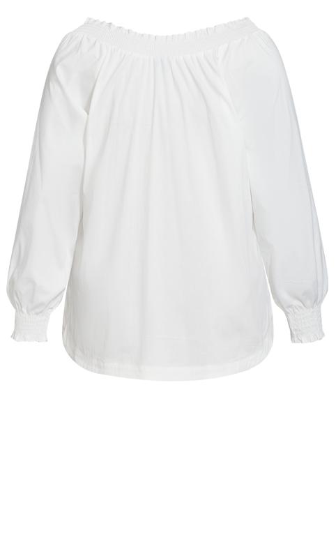Evans White Ruched Neck Smock Tunic Top 6