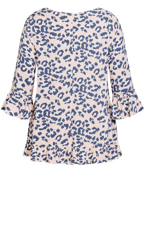 Evans Pink & Blue Animal Print Flute Sleeve Tunic Top 7