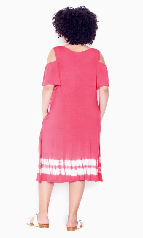 Aimee Cold Shoulder Pink Tie Dye Dress 2