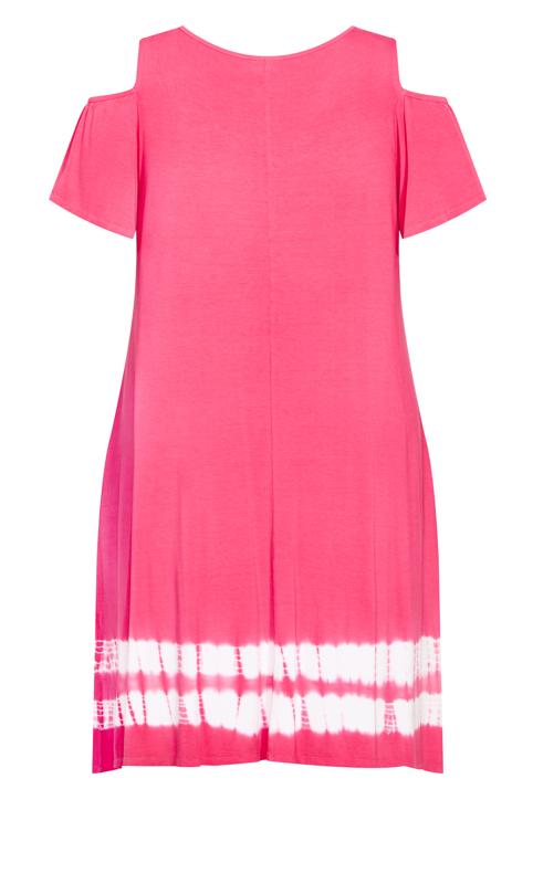 Aimee Cold Shoulder Pink Tie Dye Dress 4