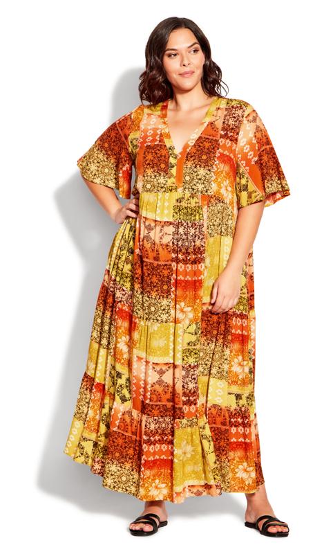 Plus Size  Avenue Yellow Sunburst Maxi Dress
