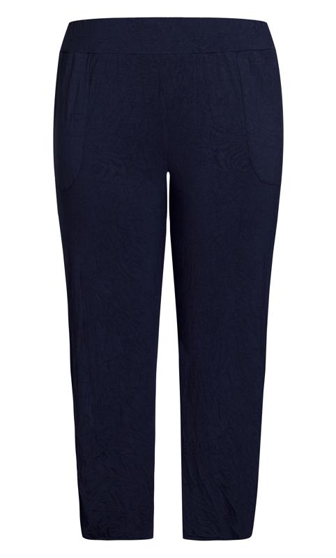 Crush Knit Navy Cropped Trouser  6