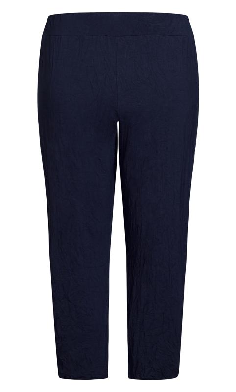 Crush Knit Navy Cropped Trouser  7
