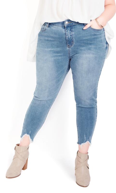 Evans Blue Cropped Skinny Jeans 2