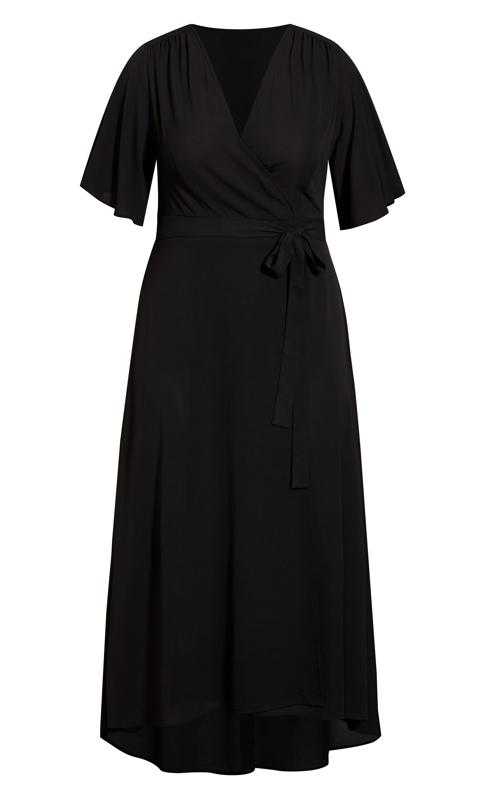 Vivian Wrap Black Plain Maxi Dress 3