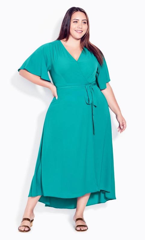 Plus Size  Evans Green Vivian Wrap Plain Maxi Dress