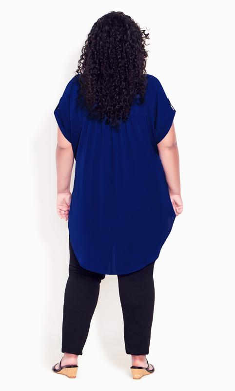 Evans Blue Button Pleat Top 4