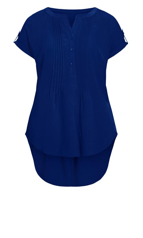 Evans Blue Button Pleat Top 5