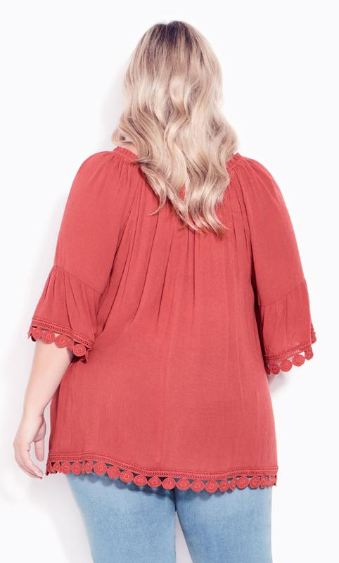 Ember Bell Sleeve Rose Lace Trim Top 3