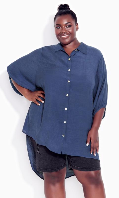 Evans Navy Renata Longline Shirt 1