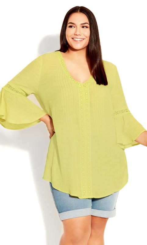 Pleat Bell Sleeve Citrus Lace Tunic 2
