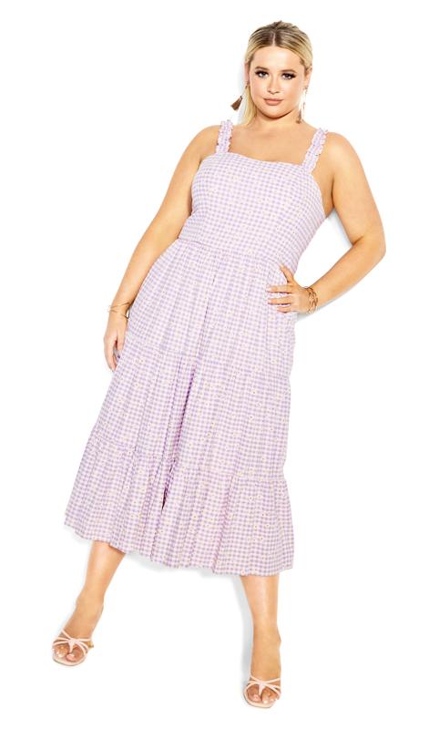 Victoria Lavender Gingham Maxi Dress 8