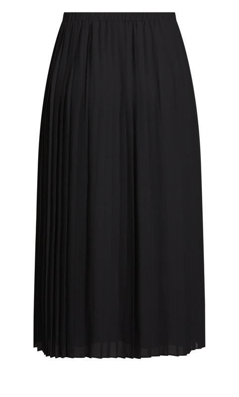 Ava Black Pleated Button Midi Skirt 6