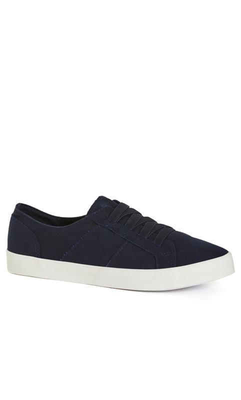 Elastic Lace Navy Trainer 1
