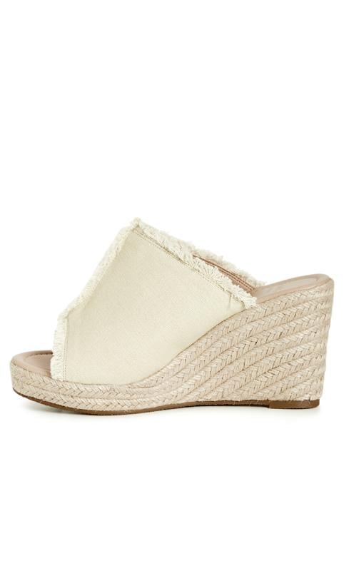 Evans Beige WIDE FIT Frayed Woven Wedge Mules 4