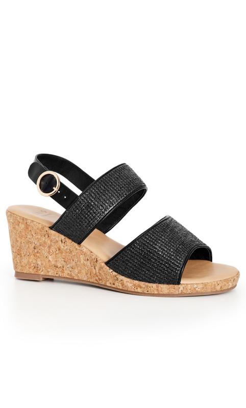 Plus Size  Evans Black WIDE FIT Milly Wedge
