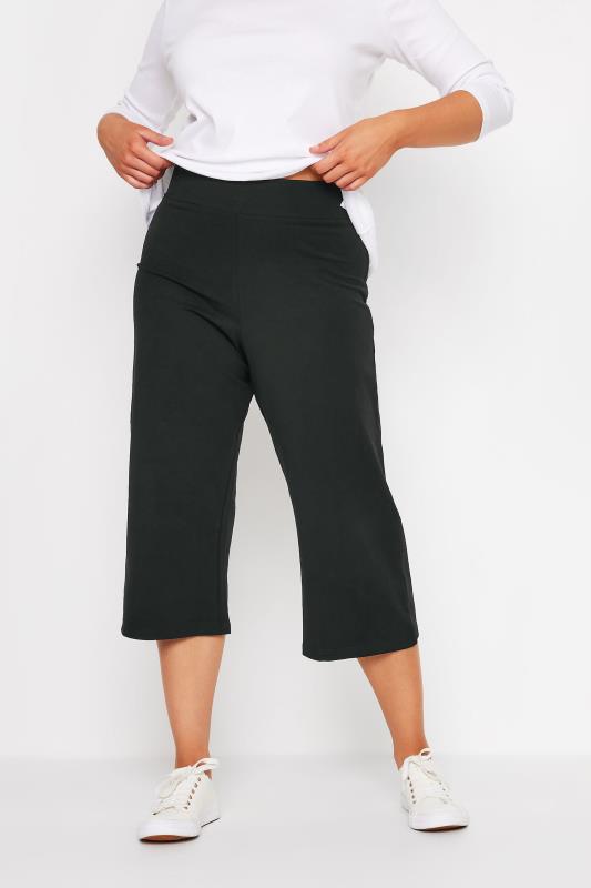 Women's  M&Co Black Cropped Wide Leg Yoga Pants
