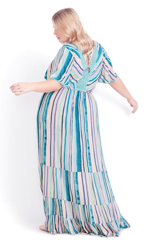 Evans Blue Stripe Tierred Maxi Dress 2