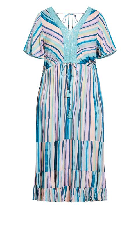 Evans Blue Stripe Tierred Maxi Dress 4