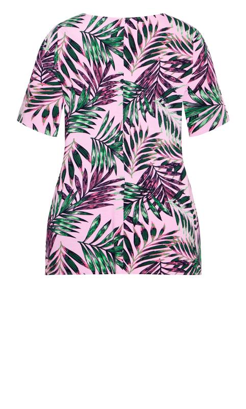 Evans Pink Tropical Print Layered T-Shirt 6