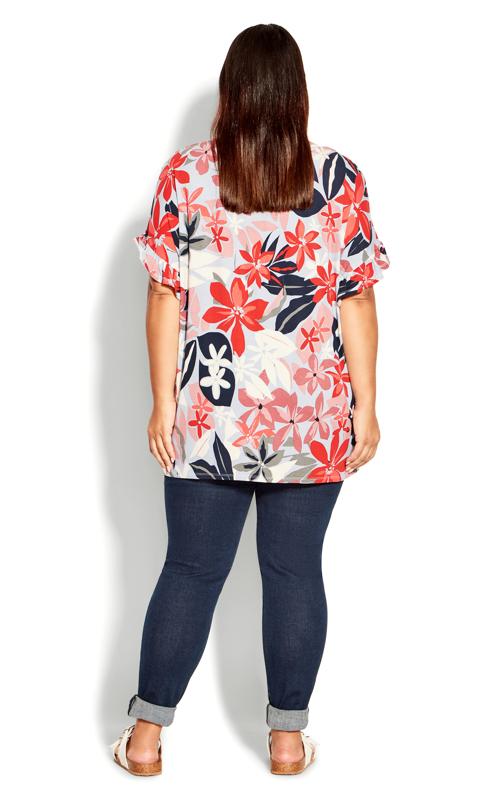 Avenue Grey & Red Floral Frill Top 4