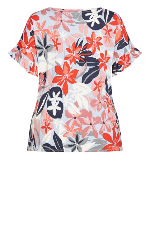Avenue Grey & Red Floral Frill Top 6