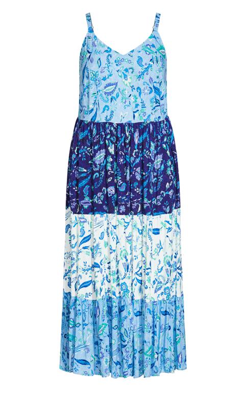 Evans Blue Paisley Print Tiered Maxi Dress 4