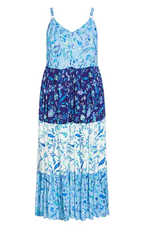 Evans Blue Paisley Print Tiered Maxi Dress 5